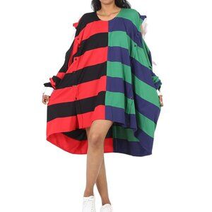 Burberry Striped Cotton Reconstructed Rugby Oversized Shirt Dress